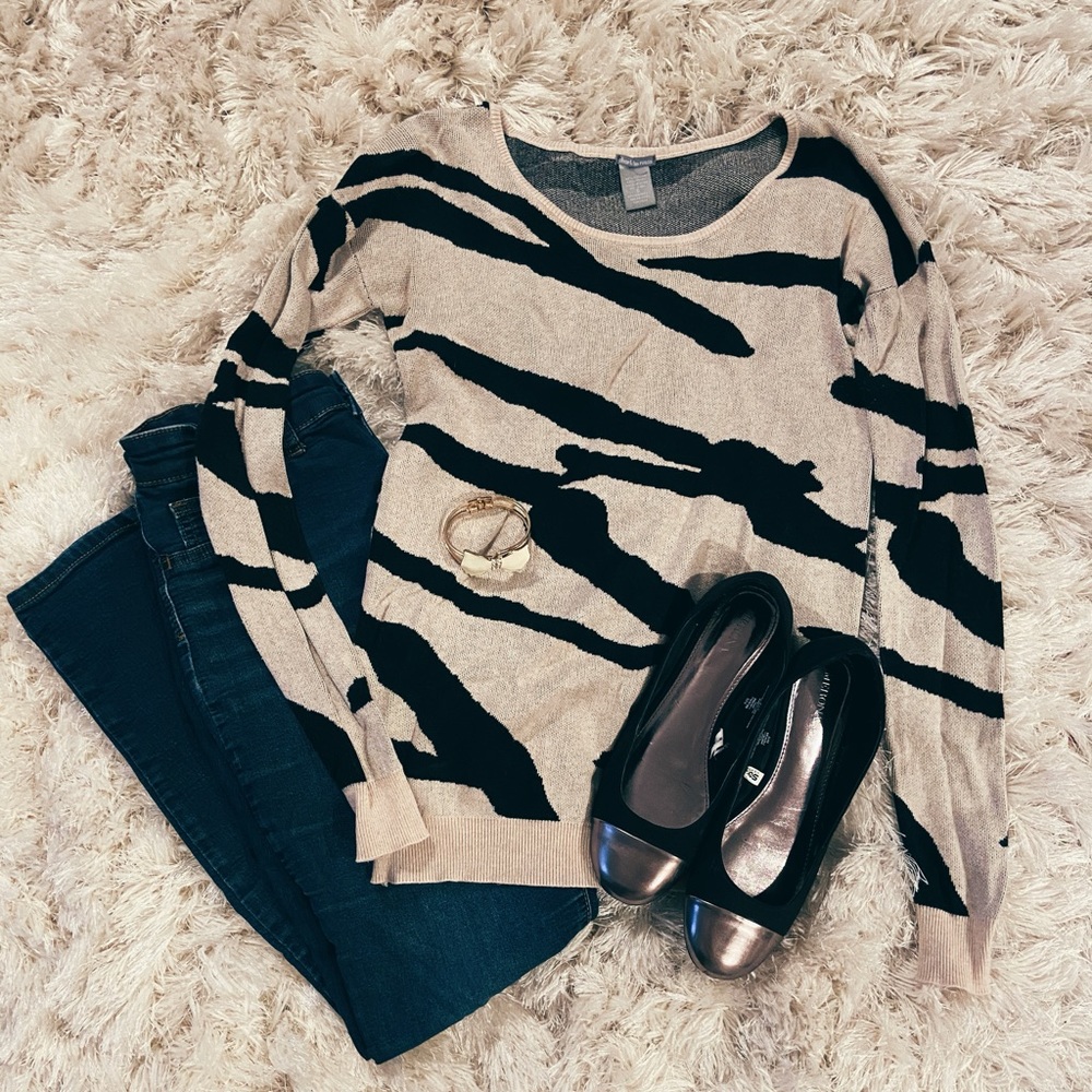Charlotte Russe Beige and Black Tiger Sweater